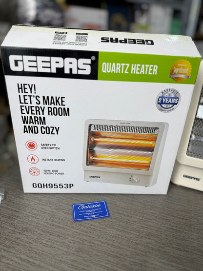 Geepas Quartz Heater GQH9553P – 400/800W Instant Room Heating with Tip-Over Safety