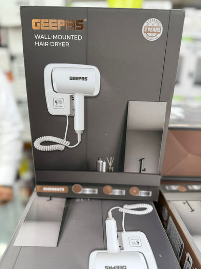 Geepas GHD86073 Wall-Mounted Hair Dryer – 1200W Powerful Motor, Cool Shot Function, Constant Temperature, Quiet Operation