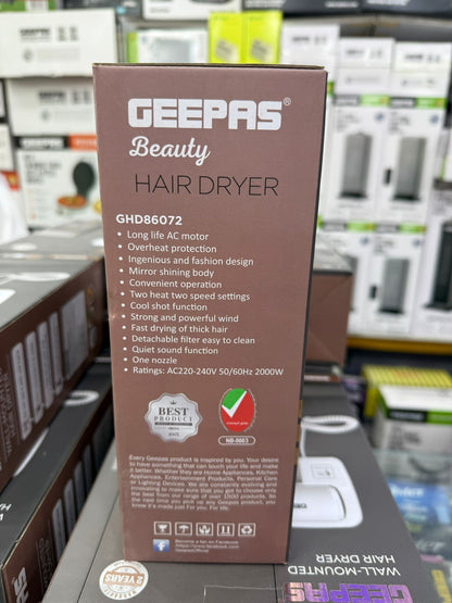 Geepas GHD86073 Wall-Mounted Hair Dryer – 1200W Powerful Motor, Cool Shot Function, Constant Temperature, Quiet Operation
