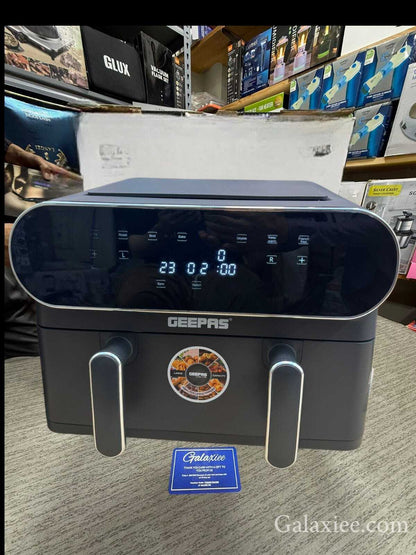 Geepas Digital 11L Air Fryer – Dual Zone, Oil-Free Cooking with Separator