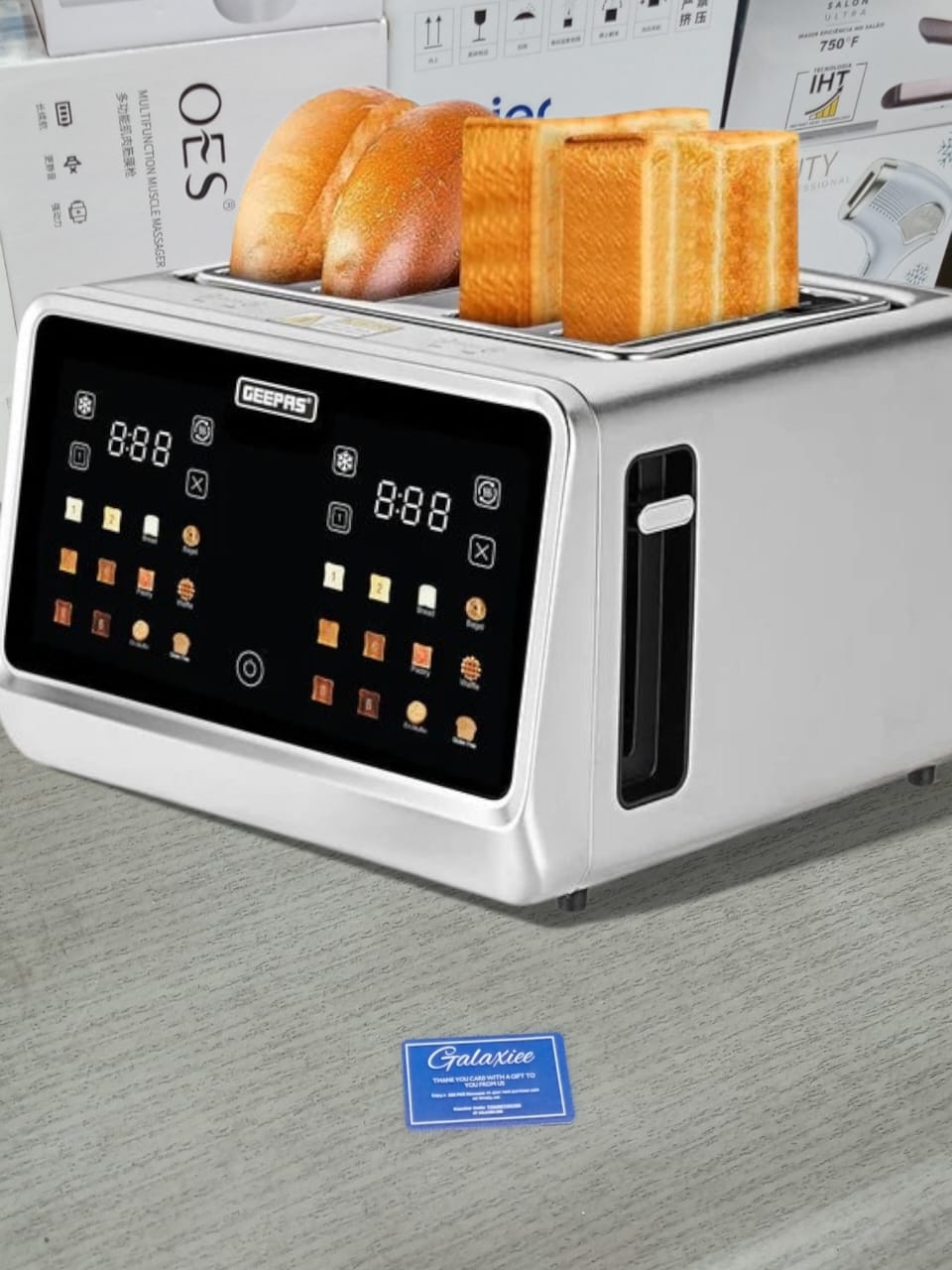 Geepas Digital 4-Slice Toaster 1770W | 6 Modes | LED Touch Display | GBT36569UK
