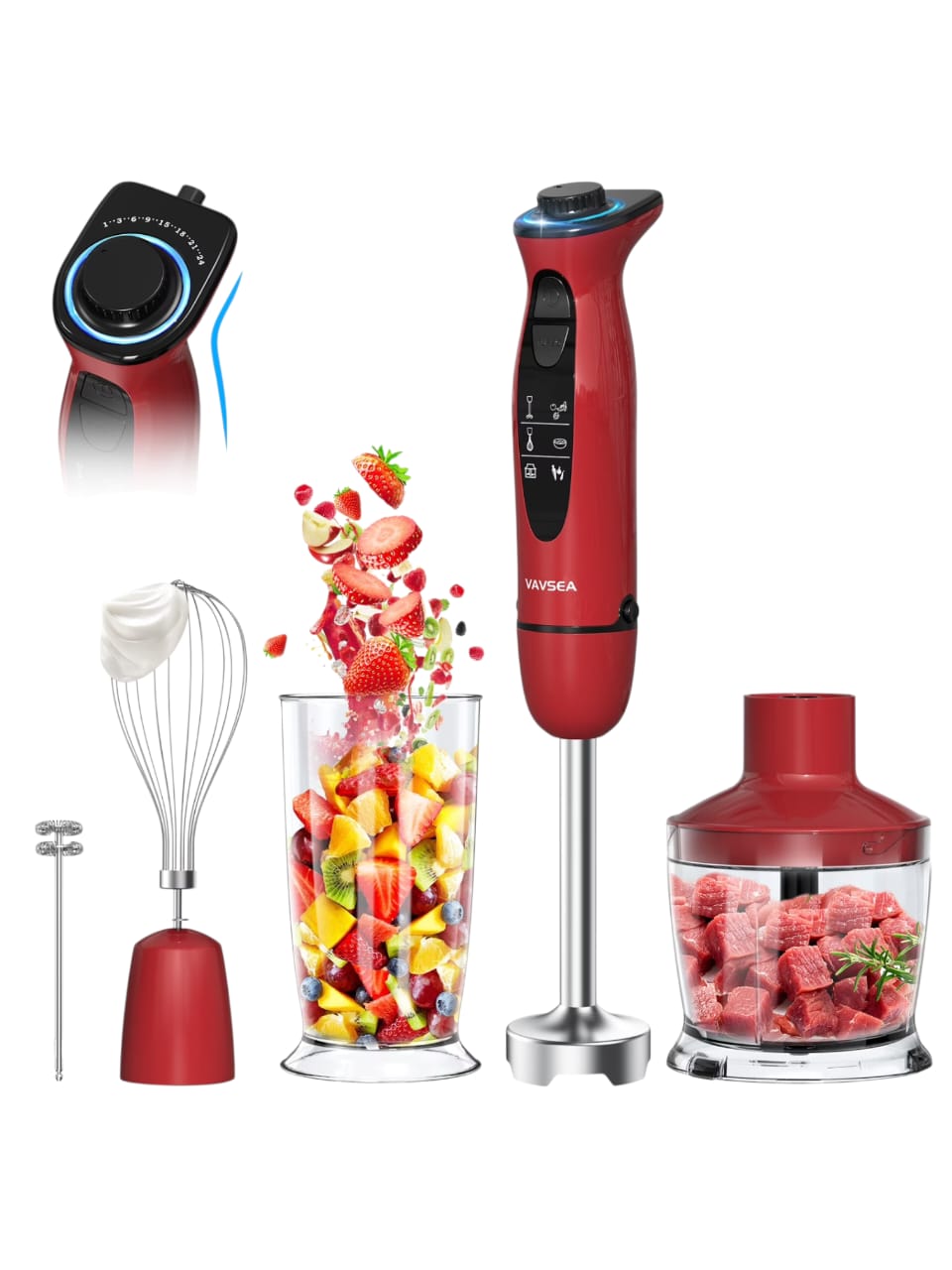 Vavsea 5-in-1 Hand Blender 1000W | 12 Speed Control | Stainless Steel | Imported