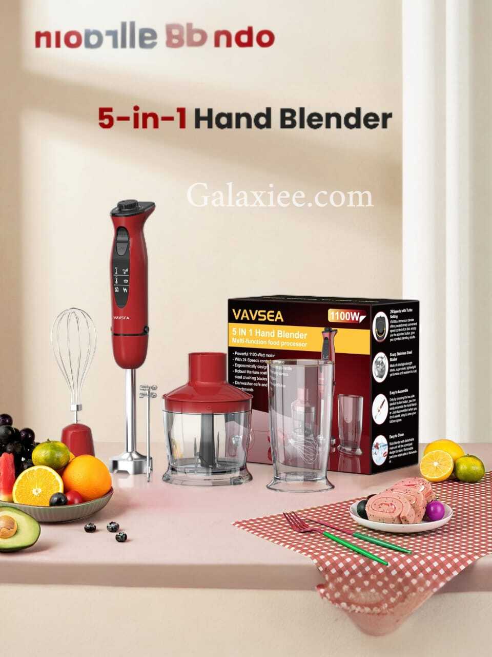 Vavsea 5-in-1 Hand Blender 1000W | 12 Speed Control | Stainless Steel | Imported