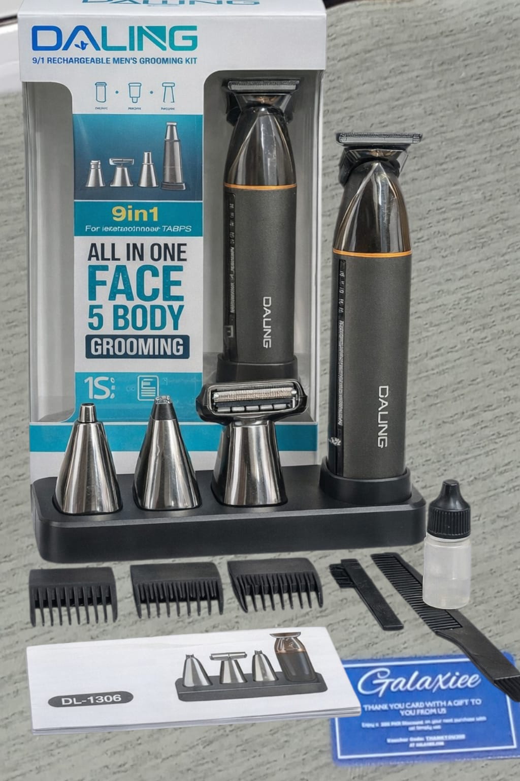 Daling DL-1806 9-in-1 Rechargeable Men’s Grooming Kit | All-in-One Hair & Beard Trimmer