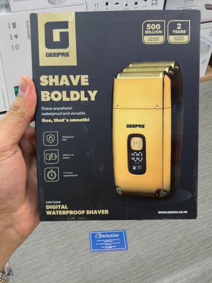 Golden Triple-Blade Waterproof Electric Foil Shaver | Wet & Dry Travel Shaver for Men