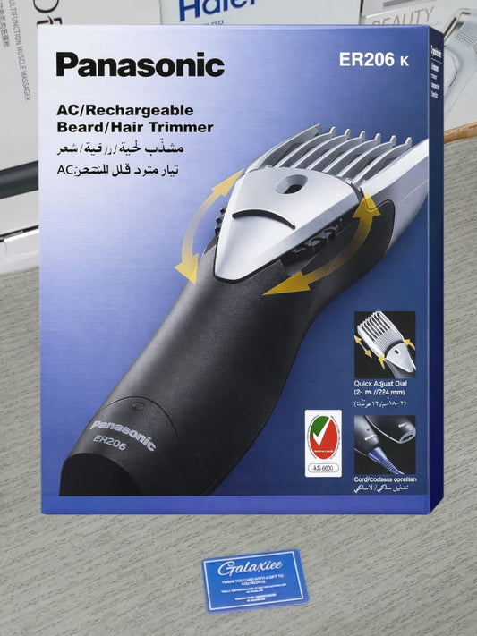 Panasonic ER206K AC/Rechargeable Beard & Hair Trimmer – 12 Length Settings, Japanese Blades