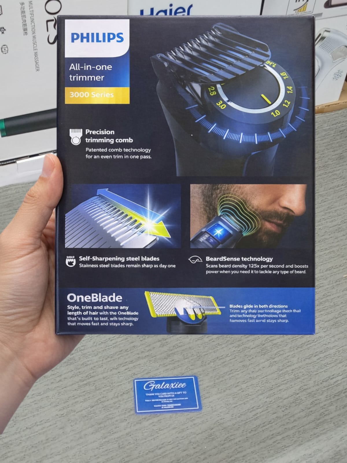 Philips 9000 Series 20-in-1 All-Over Stainless Steel Grooming Set – OneBlade, BeardSense & 120-Min Runtime