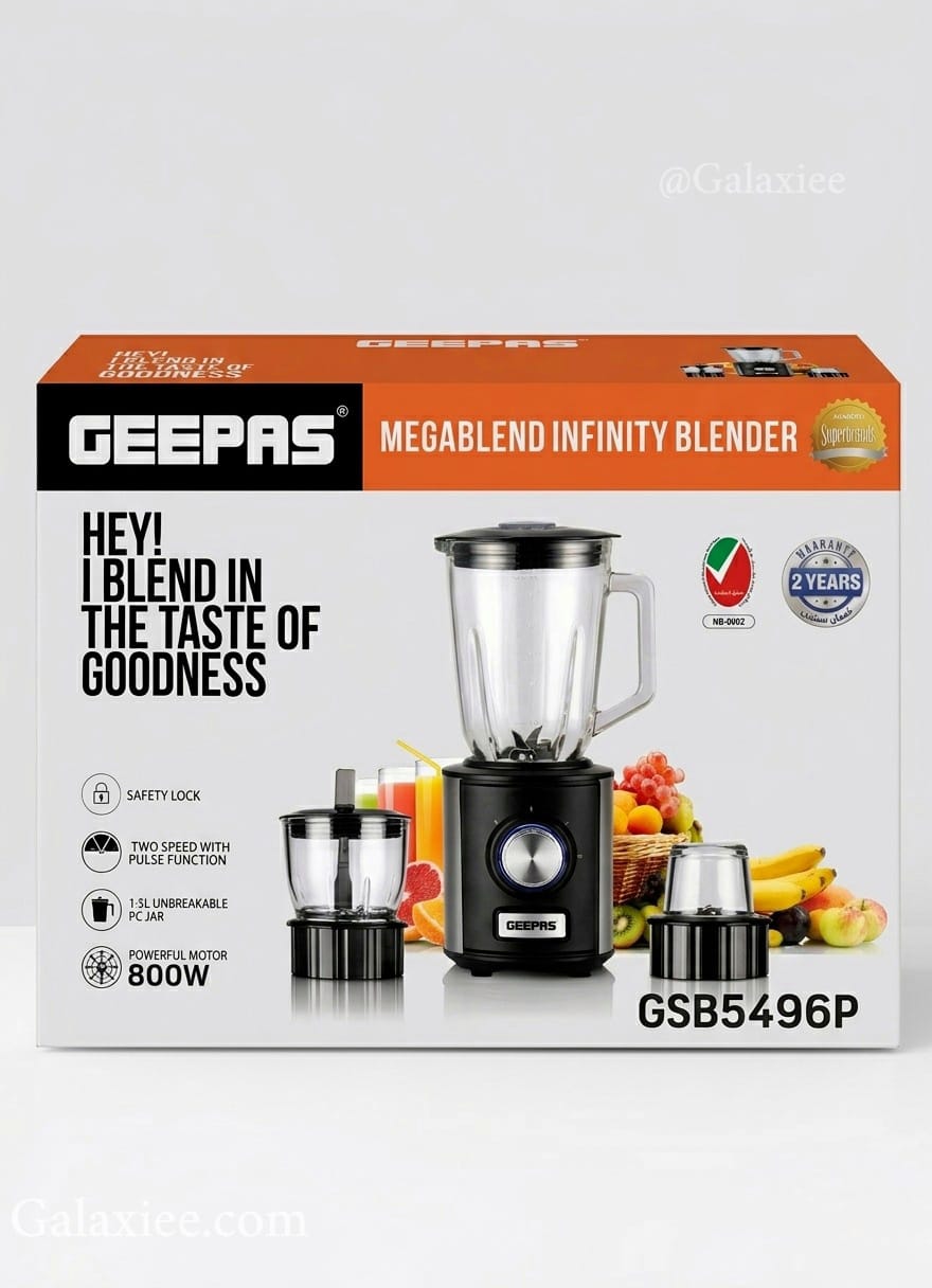 Geepas GSB5496P Megablend Infinity 800W 3-in-1 Blender Grinder