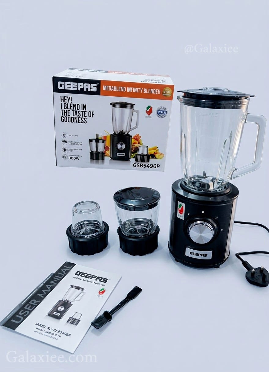 Geepas GSB5496P Megablend Infinity 800W 3-in-1 Blender Grinder