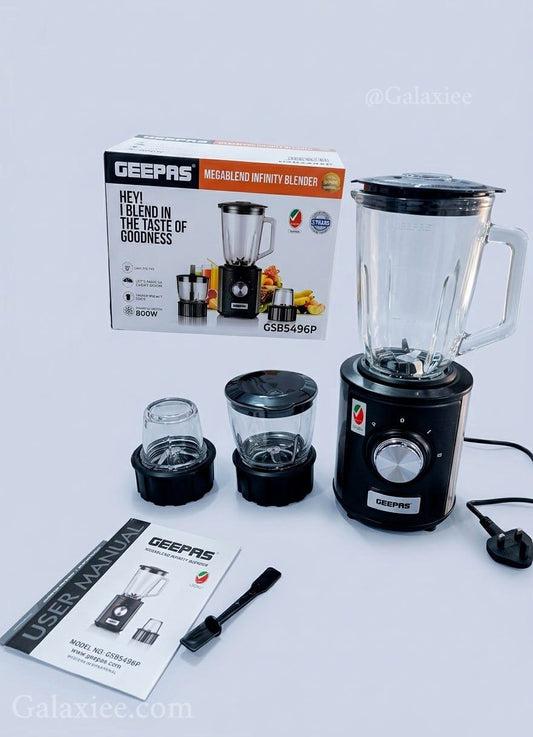 Geepas GSB5496P Megablend Infinity 800W 3-in-1 Blender Grinder