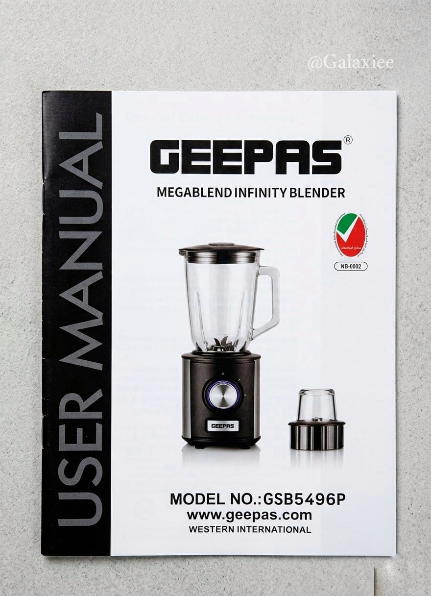 Geepas GSB5496P Megablend Infinity 800W 3-in-1 Blender Grinder