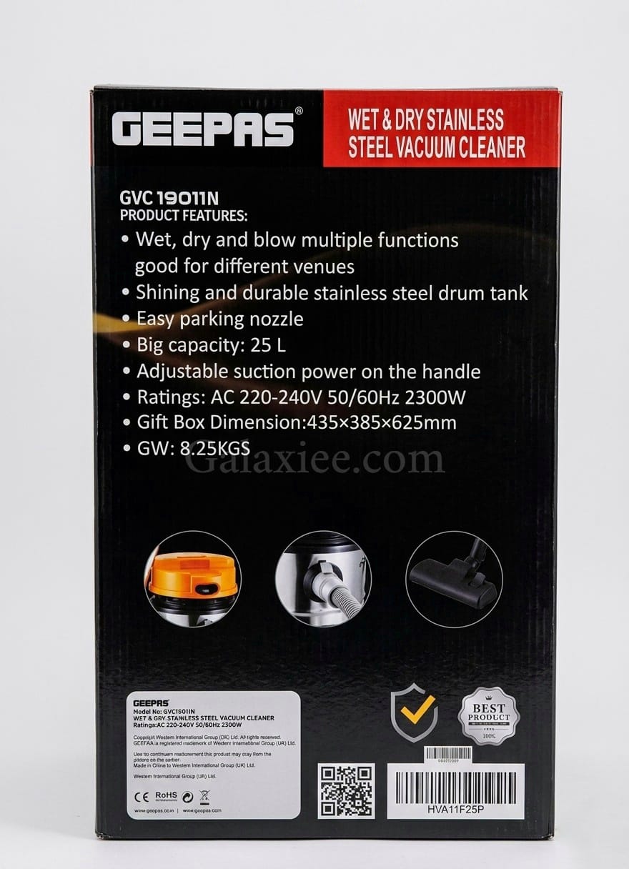 Geepas GVC19011N Wet & Dry Vacuum Cleaner 2300W | Galaxiee