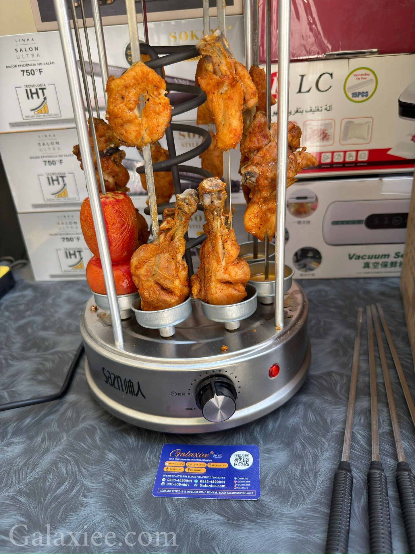 Vertical Electric Grill 8 Skewer BBQ Maker Galaxiee