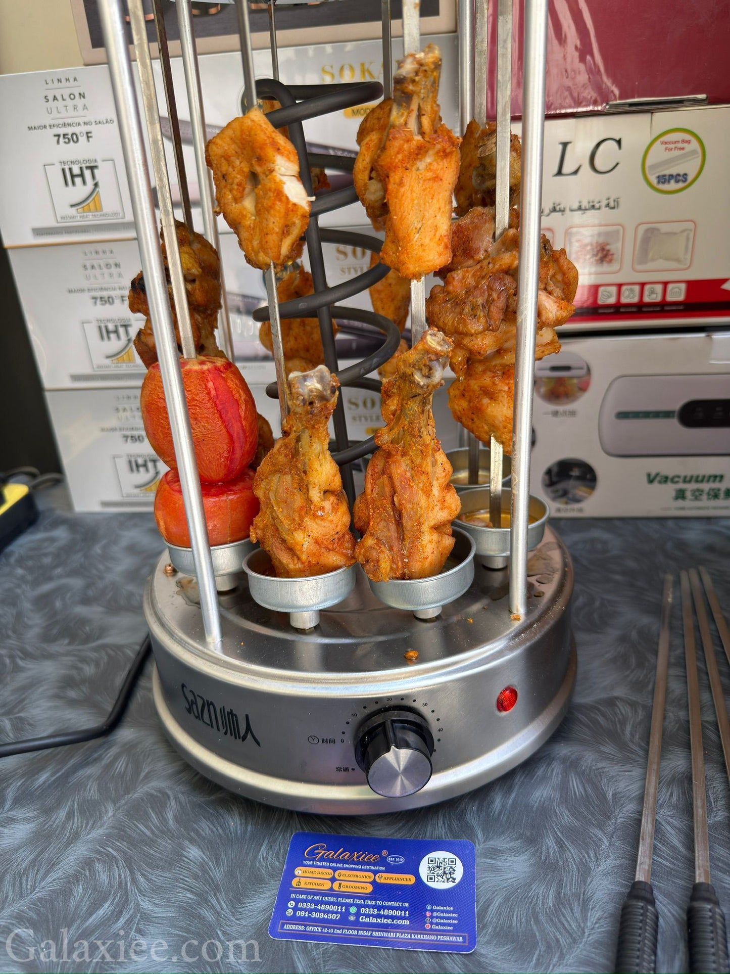 Vertical Electric Grill 8 Skewer BBQ Maker Galaxiee