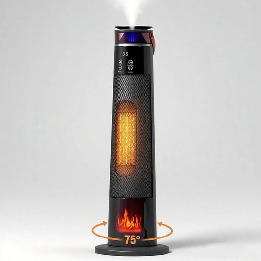 Amoi 3D Ceramic Heater with Humidifier – 1000/2000W, 3D Fire Display & Oscillating Comfo - Buy Online Pakistan | Galaxiee.com