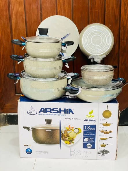 Arshia 18-Piece Bistro Marble Coated Cookware Set - Buy Online Pakistan | Galaxiee.com