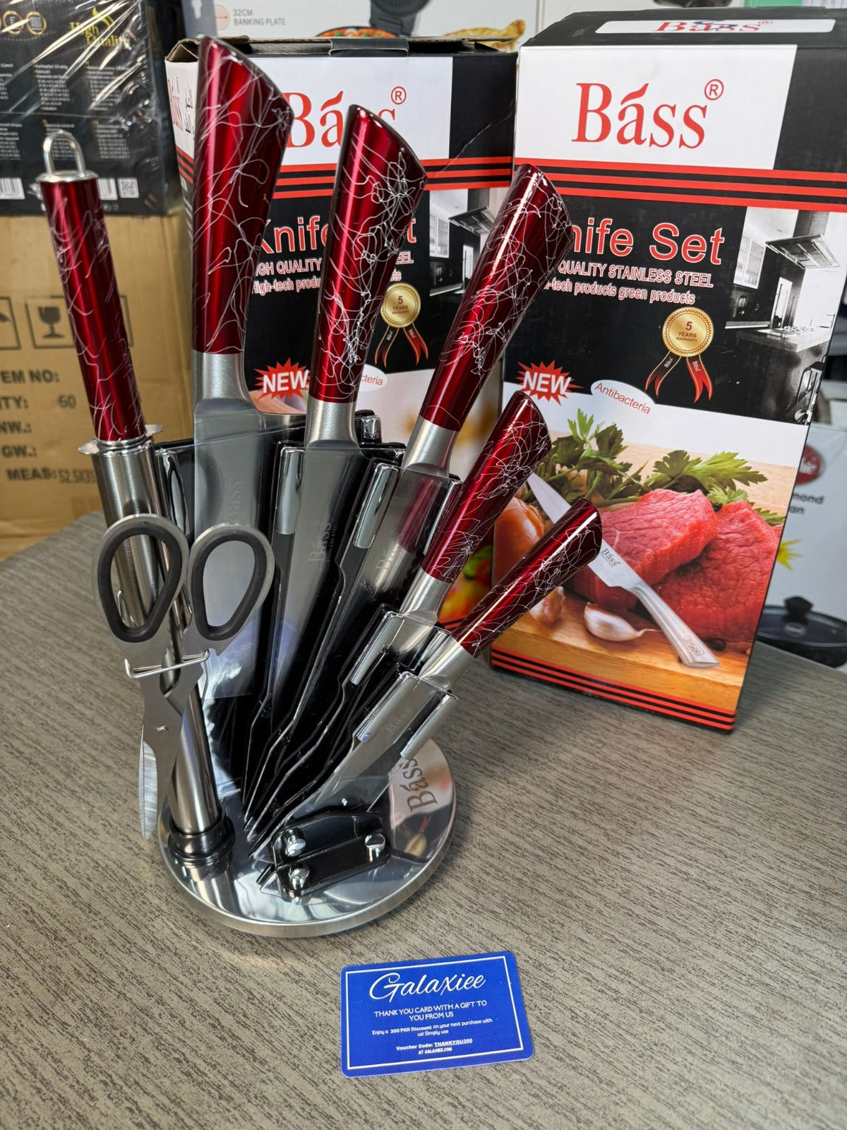 Bass 8-Piece Stainless Steel Knife Set with Stand | Kitchen Essentials - Buy Online Pakistan | Galaxiee.com