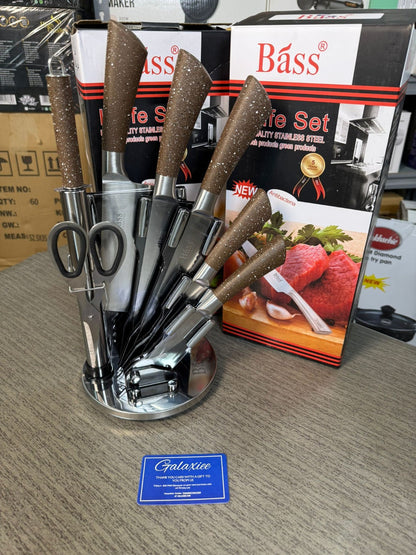 Bass 8-Piece Stainless Steel Knife Set with Stand | Kitchen Essentials - Buy Online Pakistan | Galaxiee.com