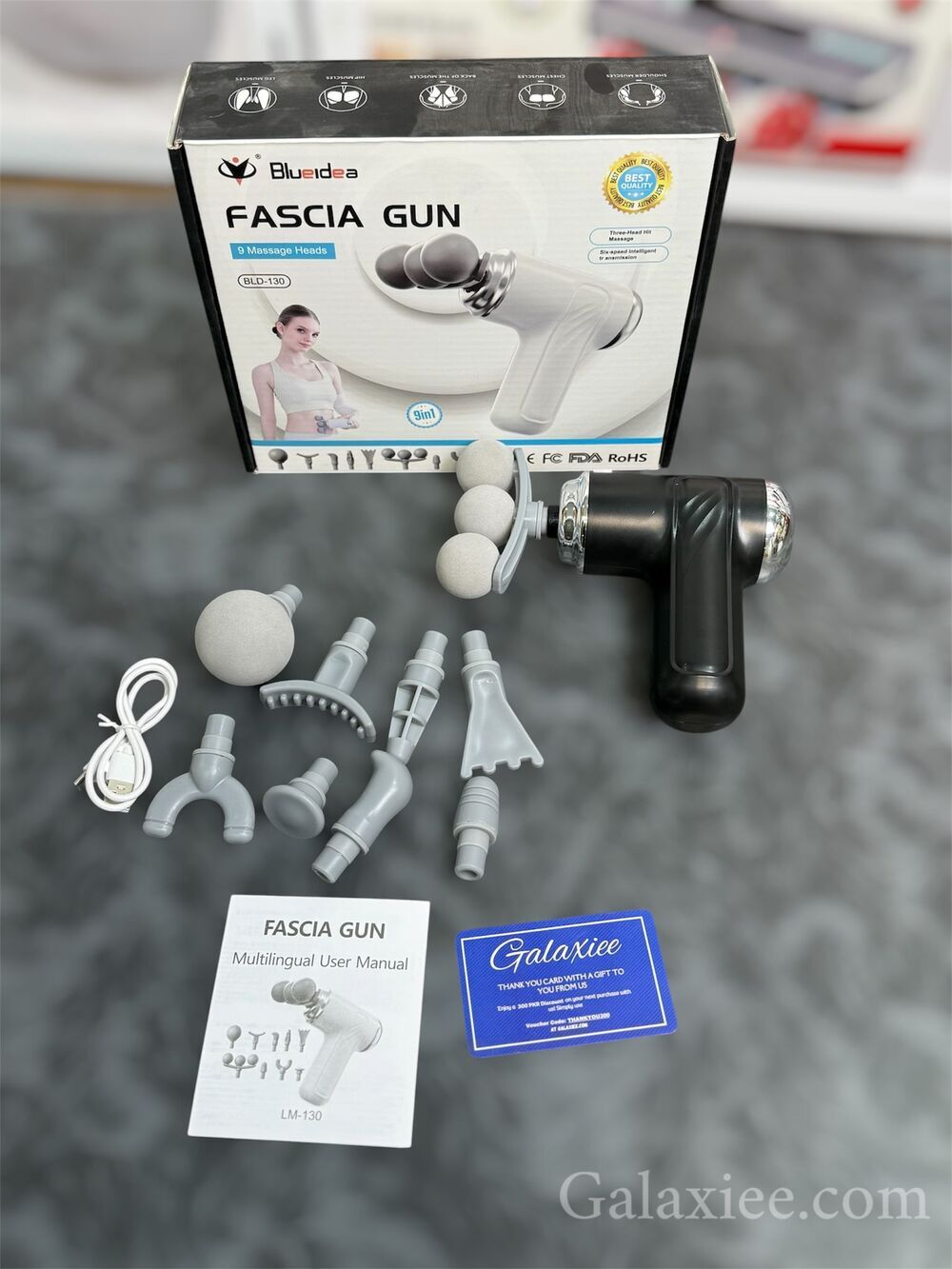 Blueidea BLD-130 Triple-Head Fascia Gun 9-in-1 Muscle Massager - Buy Online Pakistan | Galaxiee.com