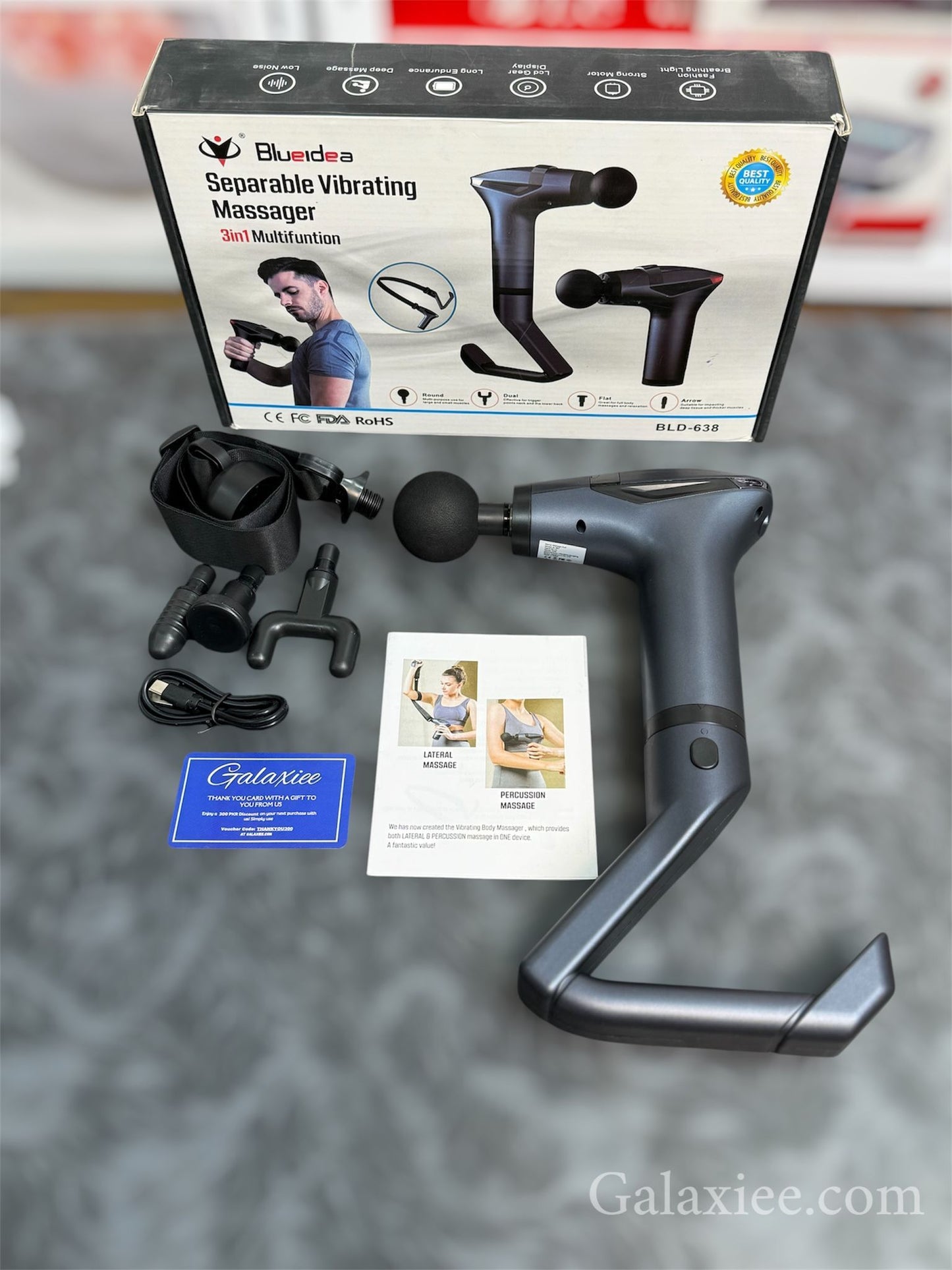 Blueidea BLD-638 3-in-1 Separable Vibrating Body Massager Gun - Buy Online Pakistan | Galaxiee.com
