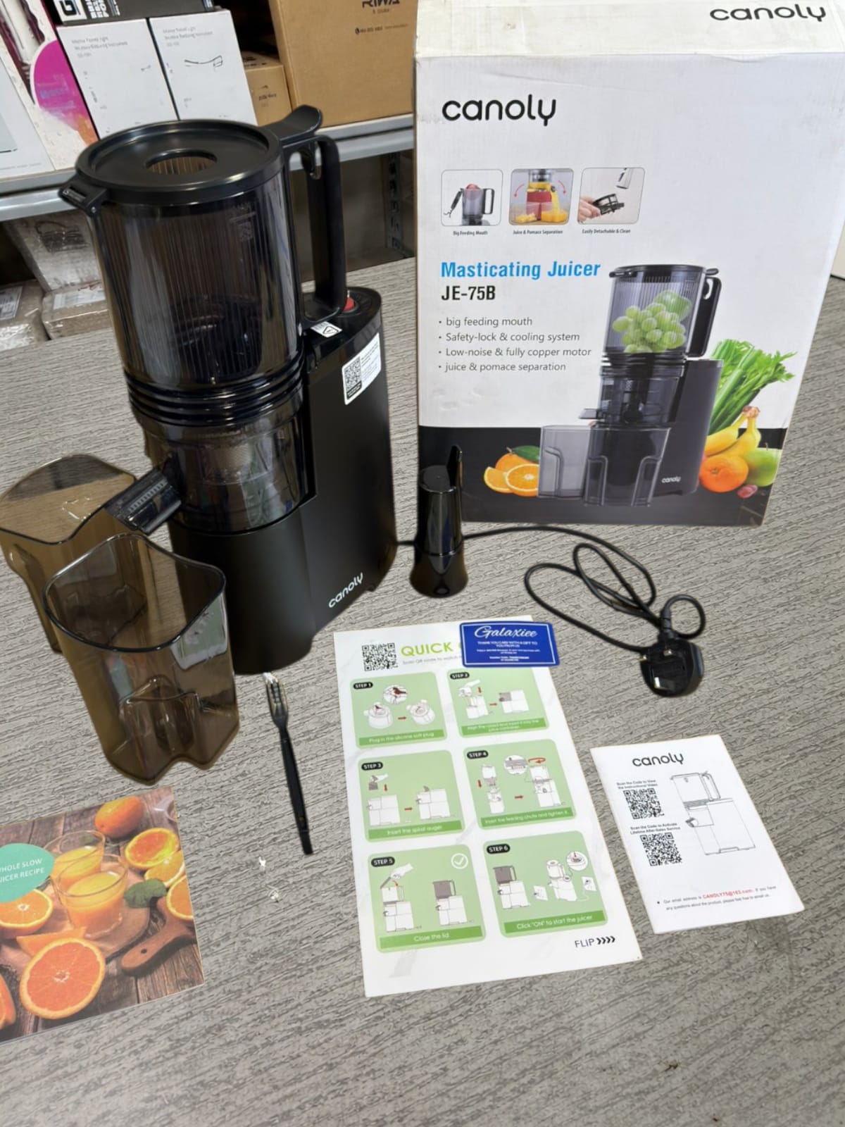 CANOLY UK JE-75B Cold Press Slow Juicer – 250W Brushless Motor, BPA-Free - Buy Online Pakistan | Galaxiee.com