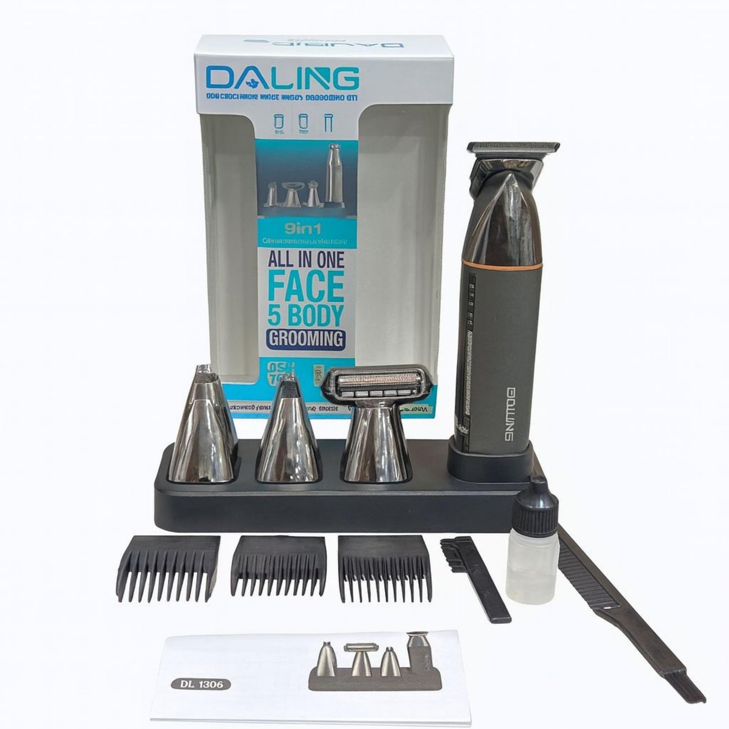 Daling DL-1806 9-in-1 Rechargeable Men’s Grooming Kit | All-in-One Hair & Beard Trimmer