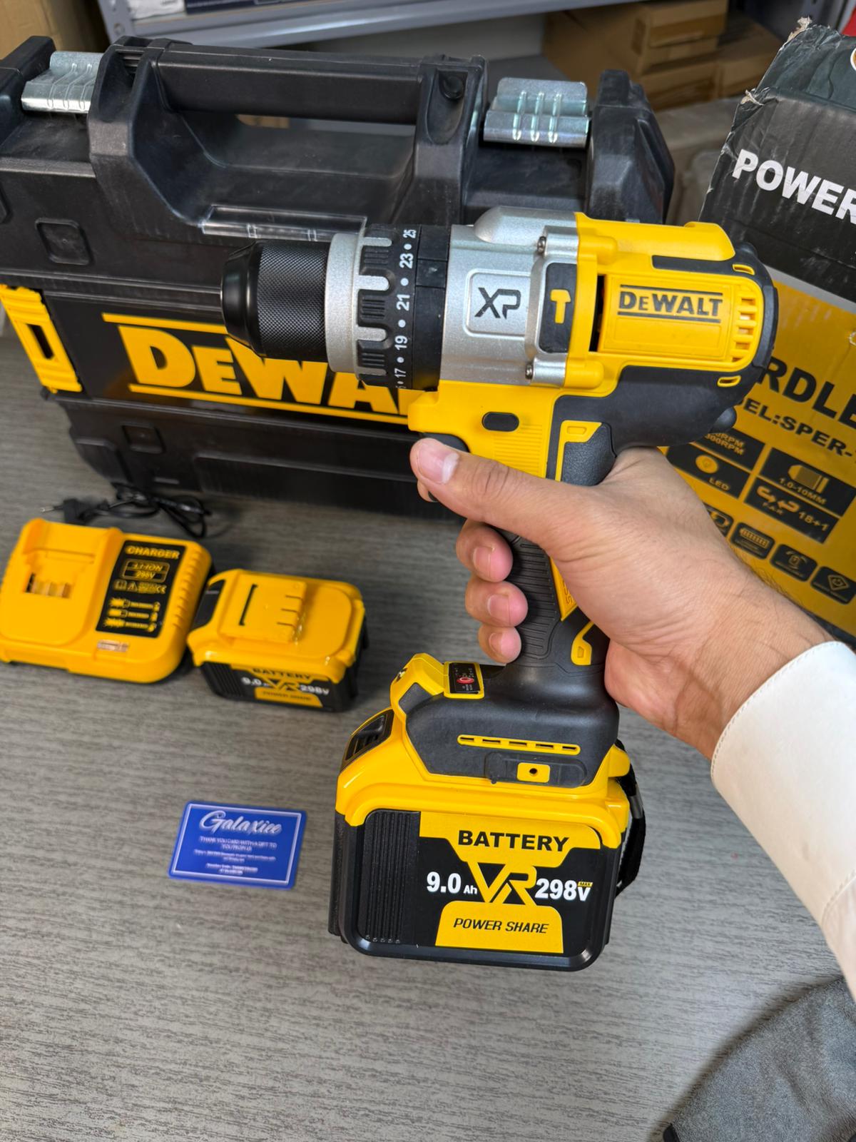 Dewalt 298V Brushless Drill Machine | Heavy-Duty Cordless Hammer Drill + 2 Batteries - Buy Online Pakistan | Galaxiee.com