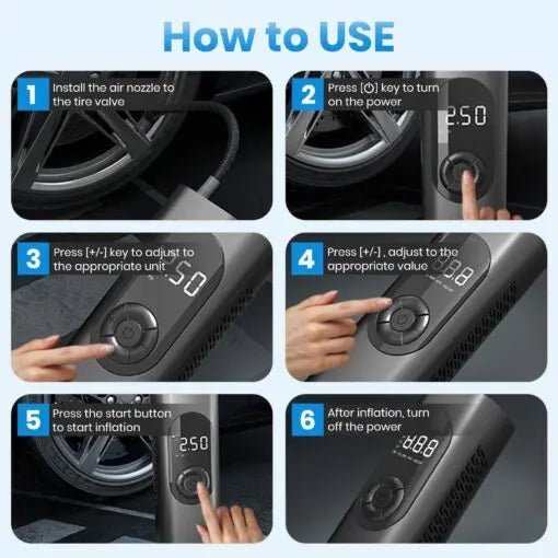 Digital Rechargeable Wireless Car Air Pump - Galaxiee.comair pump