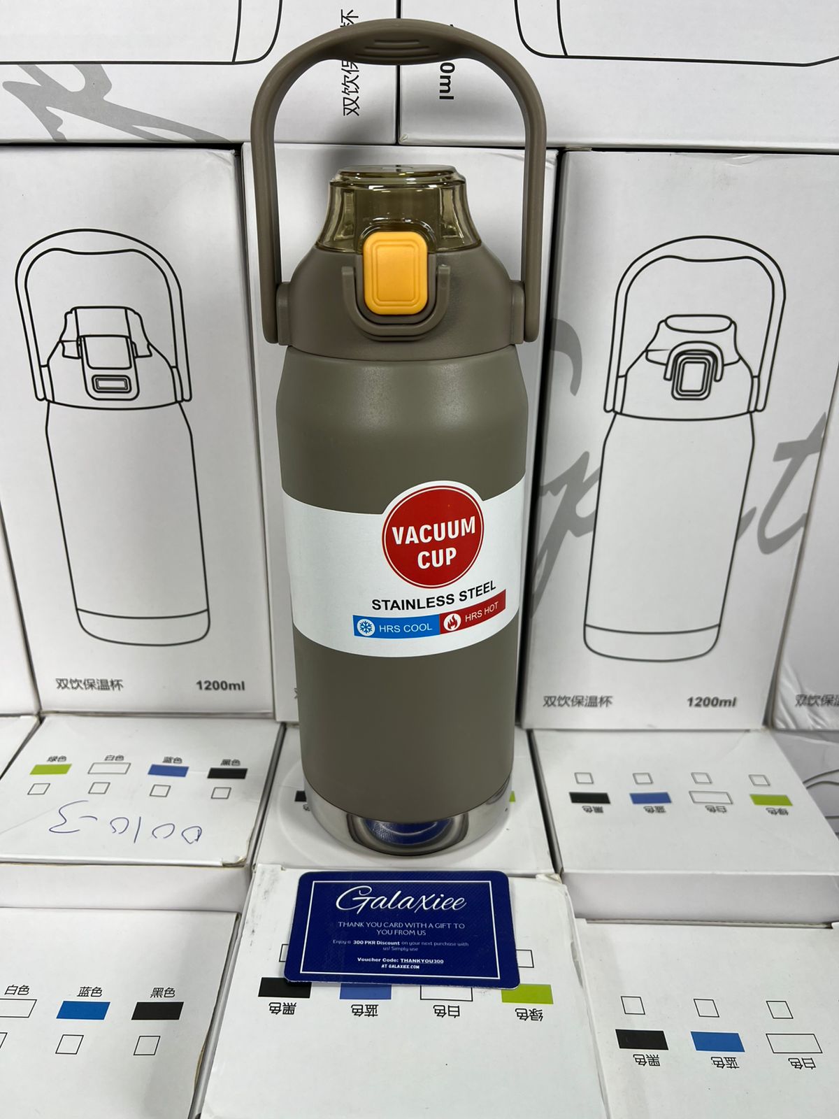 Double Mouth Vacuum Cup – Stainless Steel Bottle with Handle & Straw - Buy Online Pakistan | Galaxiee.com