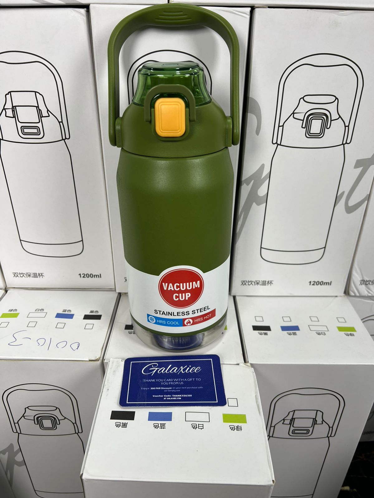 Double Mouth Vacuum Cup – Stainless Steel Bottle with Handle & Straw - Buy Online Pakistan | Galaxiee.com