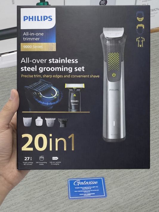 � Galaxiee.com - Philips 9000 Series 20-in-1 All-Over Stainless Steel Grooming Set - OneBlade, BeardSense & 120-Min Runtime - Buy Online Pakistan
