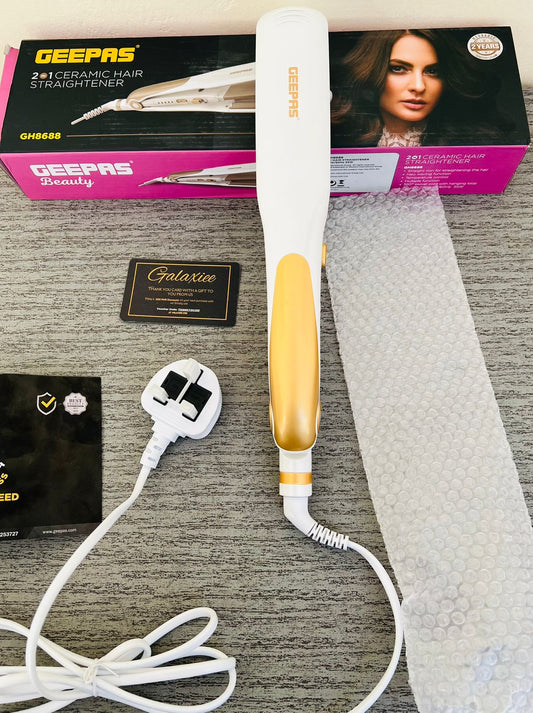 Geepas 2-in-1 Ceramic Hair Straightener GH8688 - Buy Online Pakistan | Galaxiee.com