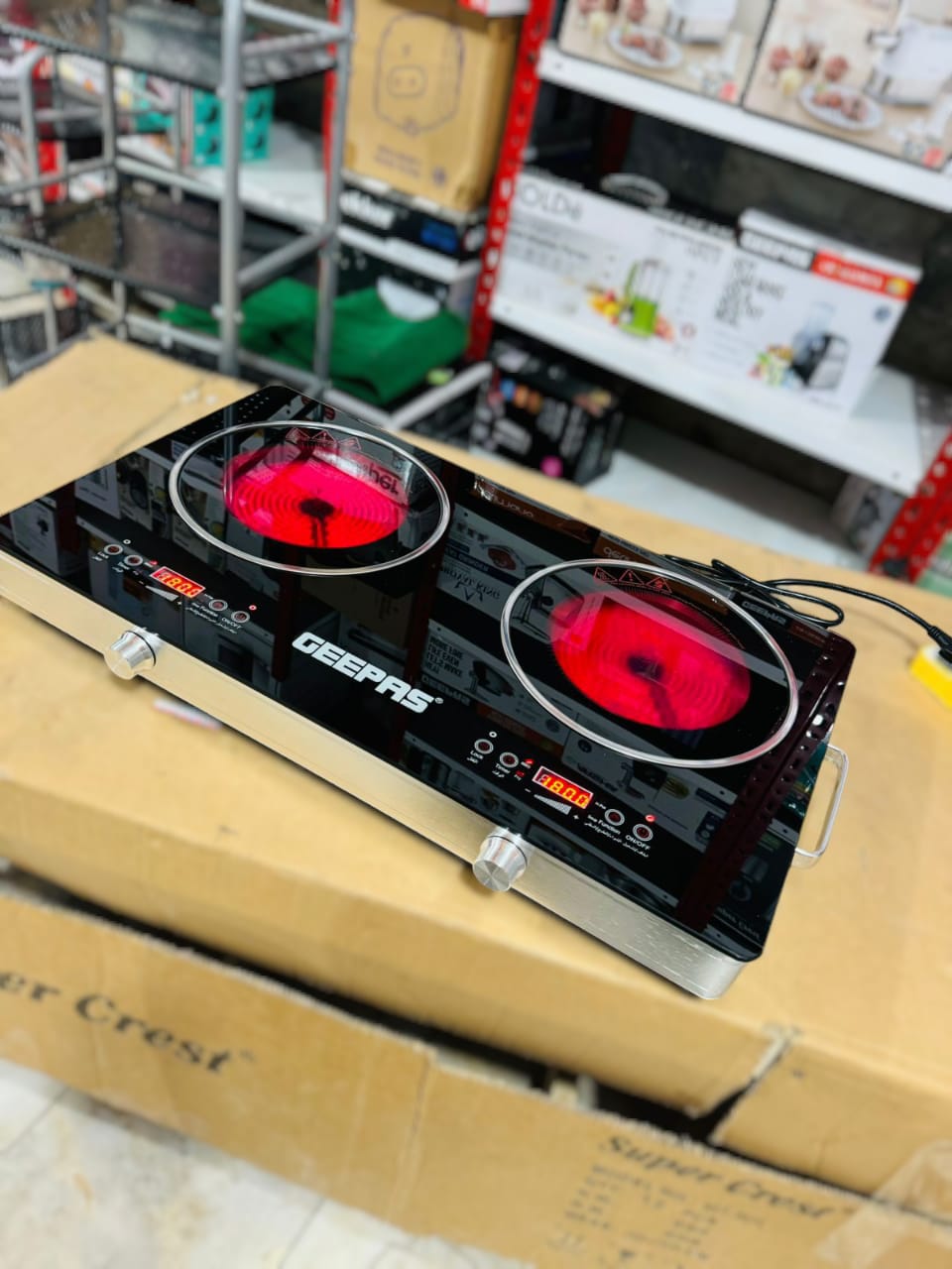 Geepas 3600W Double Digital Hot Plate – GIC6131 | Dual Burner Infrared Stove - Buy Online Pakistan | Galaxiee.com