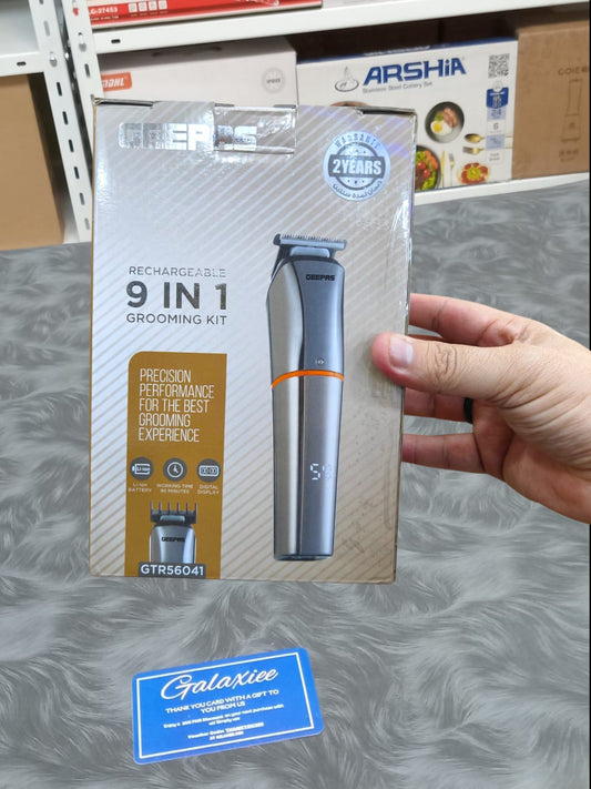 Geepas 9-in-1 Rechargeable Grooming Kit 56041 – Full Size Trimmer & Digital Display - Buy Online Pakistan | Galaxiee.com