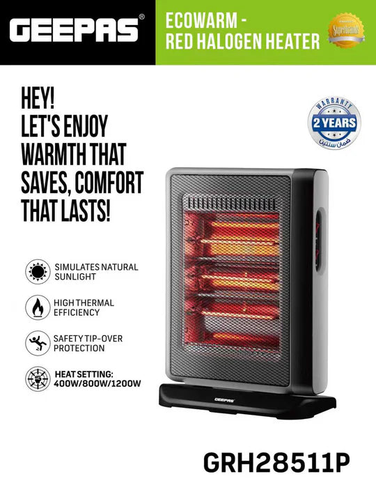 Geepas Ecowarm Red Halogen Heater  and Geepas Flame Rod Heater GRH28510P – 1500W Firepla - Buy Online Pakistan | Galaxiee.com