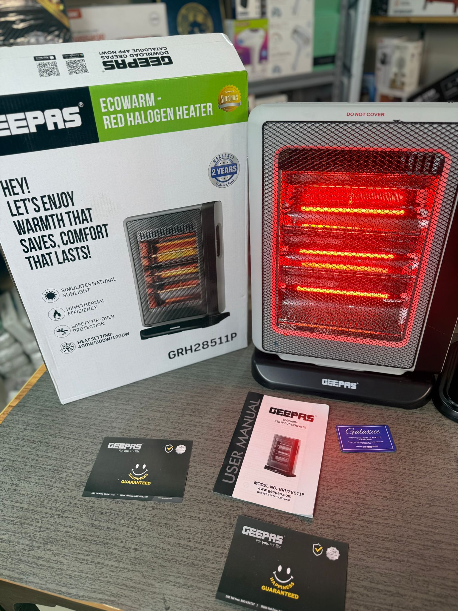 Geepas Ecowarm Red Halogen Heater  and Geepas Flame Rod Heater GRH28510P – 1500W Firepla - Buy Online Pakistan | Galaxiee.com