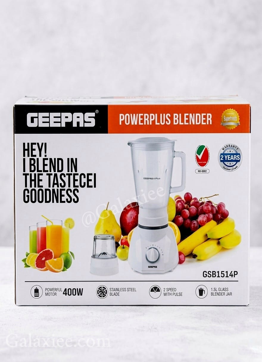 Geepas GSB1514P Powerplus Blender – 400W Glass Jar Blender