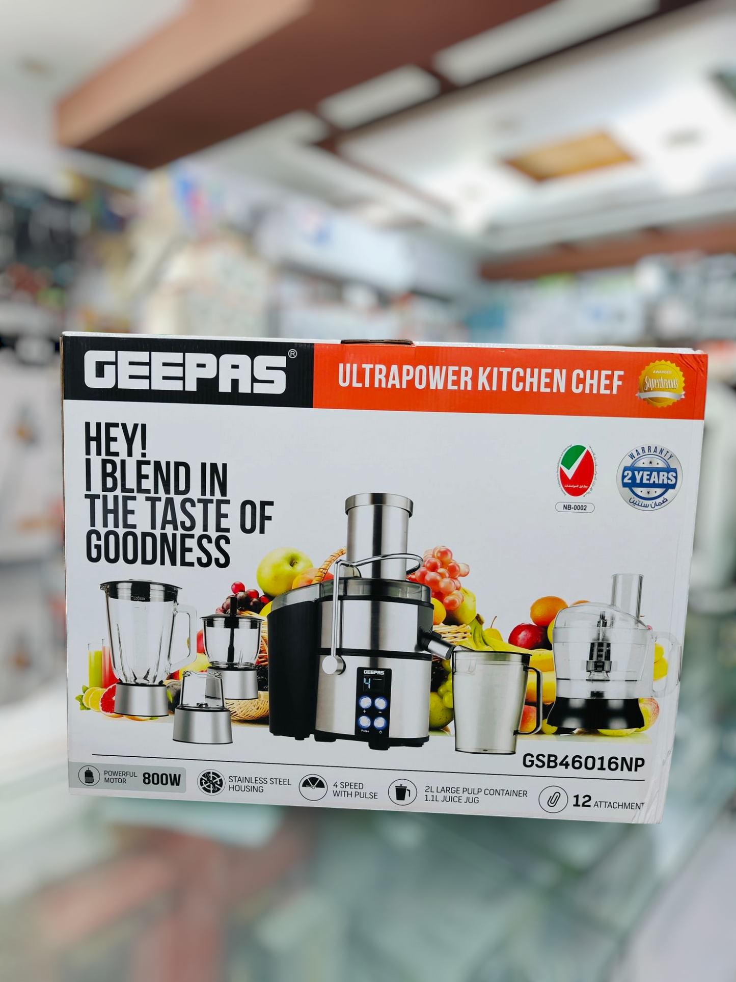 Geepas GSB46016 12-in-1 Kitchen Master Juicer Blender | 800W Multi-Function Food Process - Buy Online Pakistan | Galaxiee.com