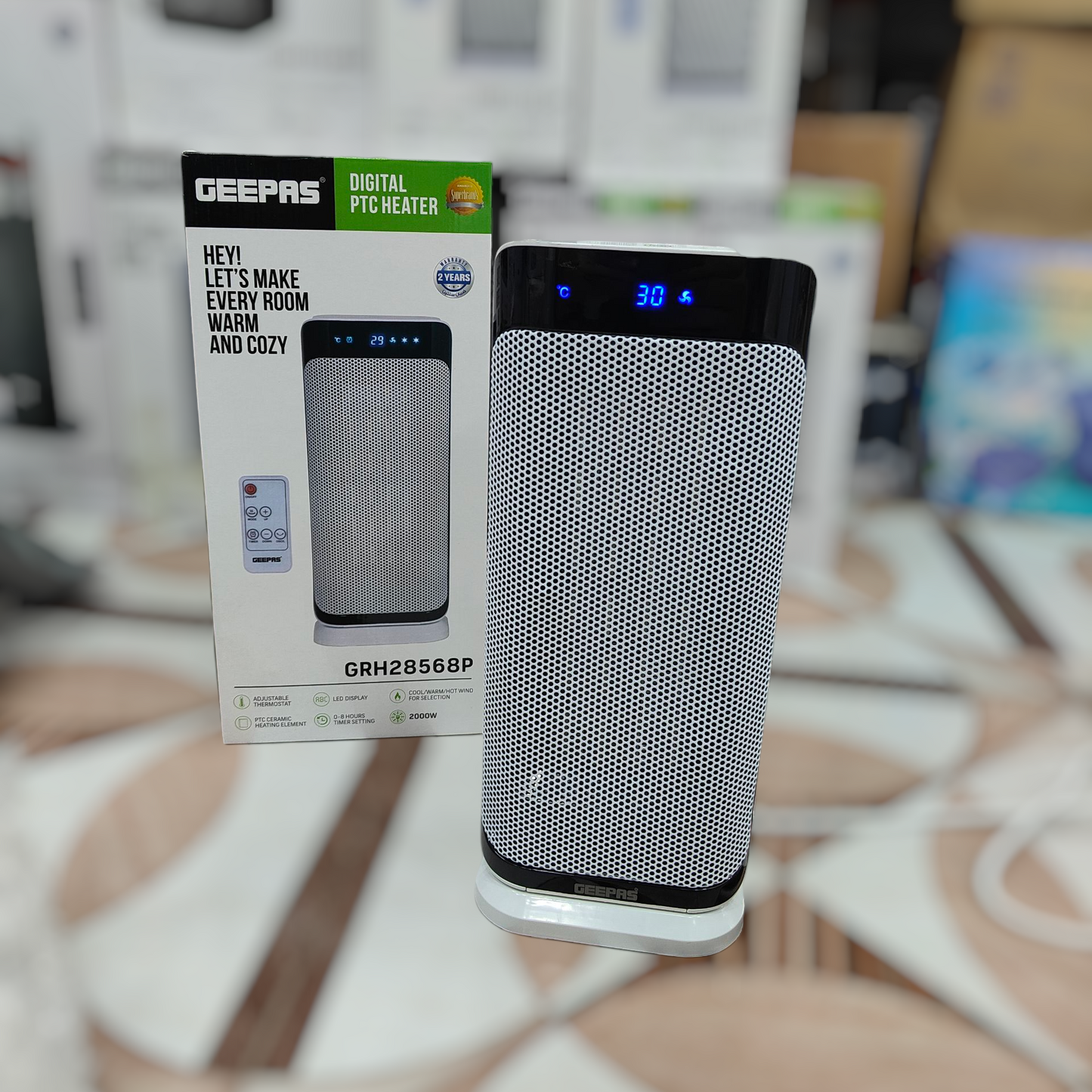 Geepas PTC Ceramic Digital Blower Heater GRH28568P – Fast Heating with Remote Control - Buy Online Pakistan | Galaxiee.com