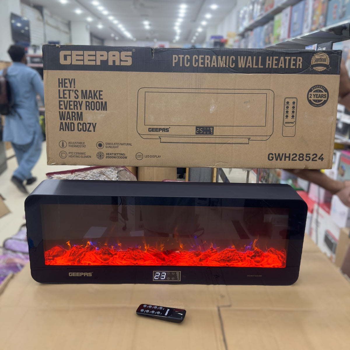 Geepas PTC Ceramic Wall Heater 28524 – 3300W Smart Electric Heater with Remote, Timer & - Buy Online Pakistan | Galaxiee.com