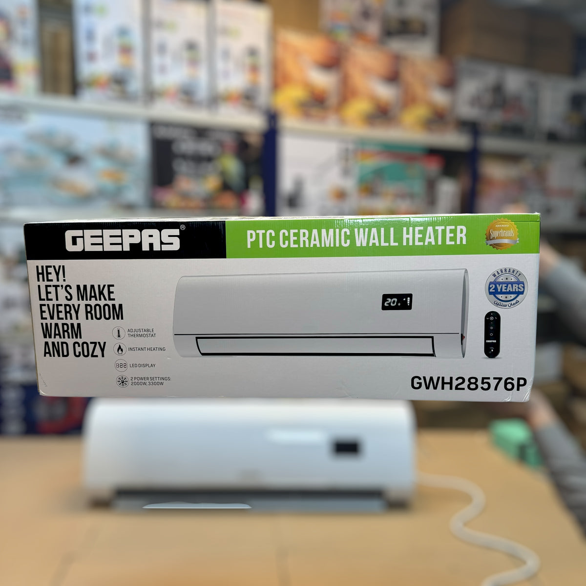 Geepas PTC Ceramic Wall Heater – GWH28576P | 2000W/3300W | Instant Heating - Buy Online Pakistan | Galaxiee.com