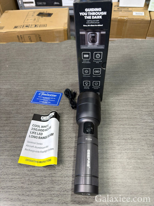 Geepas Rechargeable LED Flashlight GFL51095Z – 1500 Lumens USB-C Waterproof Torch - Buy Online Pakistan | Galaxiee.com