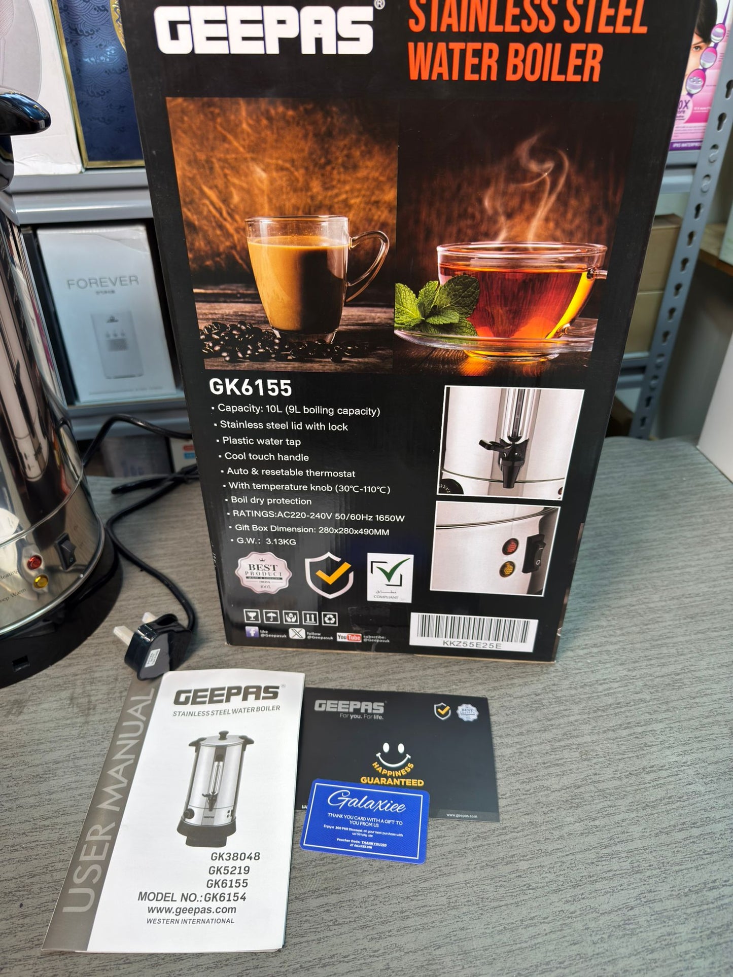 Geepas Stainless Steel Water Boiler – 7L / 10L / 20L Electric Hot Water Dispenser with T - Buy Online Pakistan | Galaxiee.com