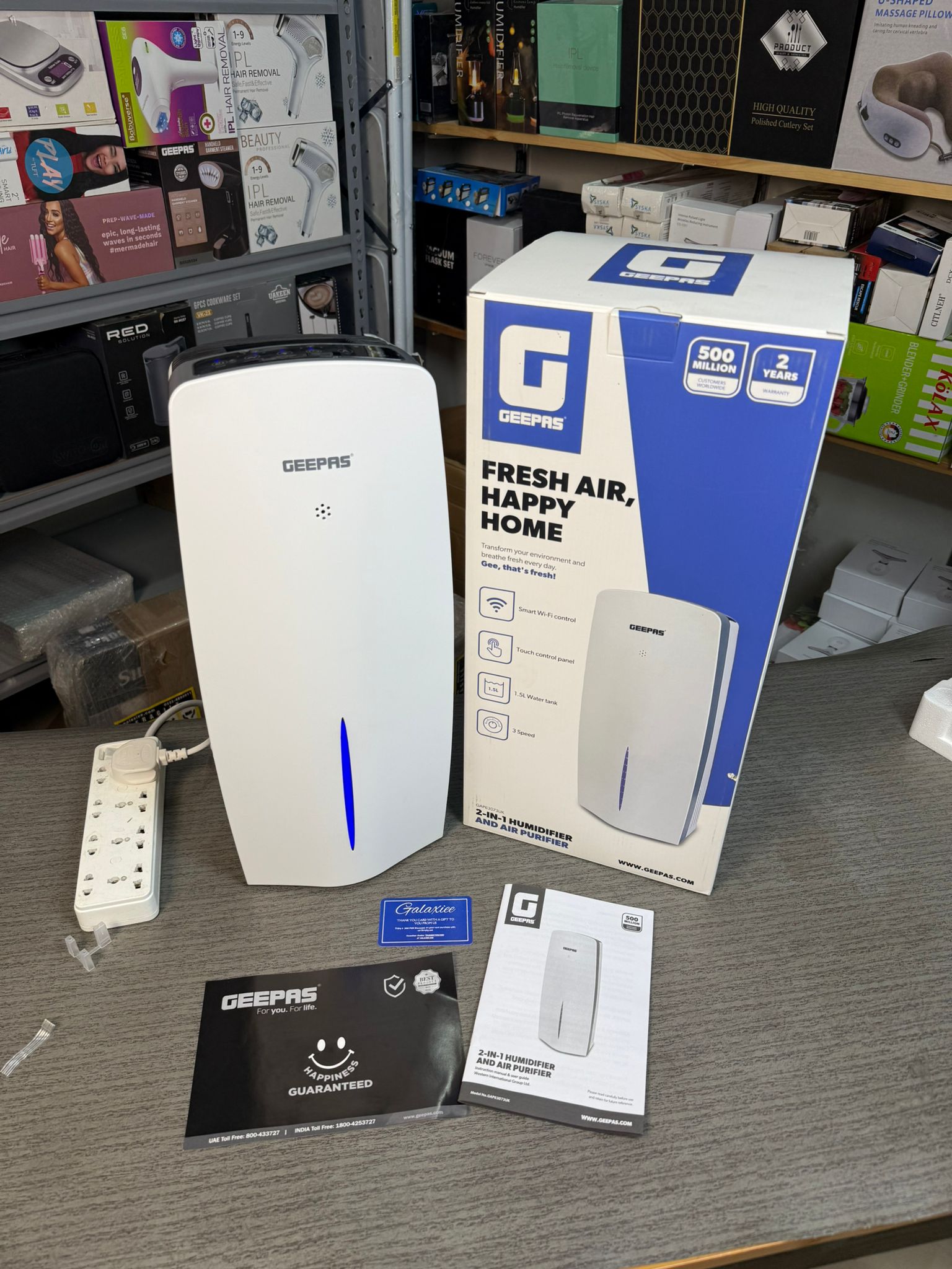 Geepas Ultrasonic Humidifier – 2.6L Cool Mist Air Purifier | 360° Nozzle & Touch Control - Buy Online Pakistan | Galaxiee.com