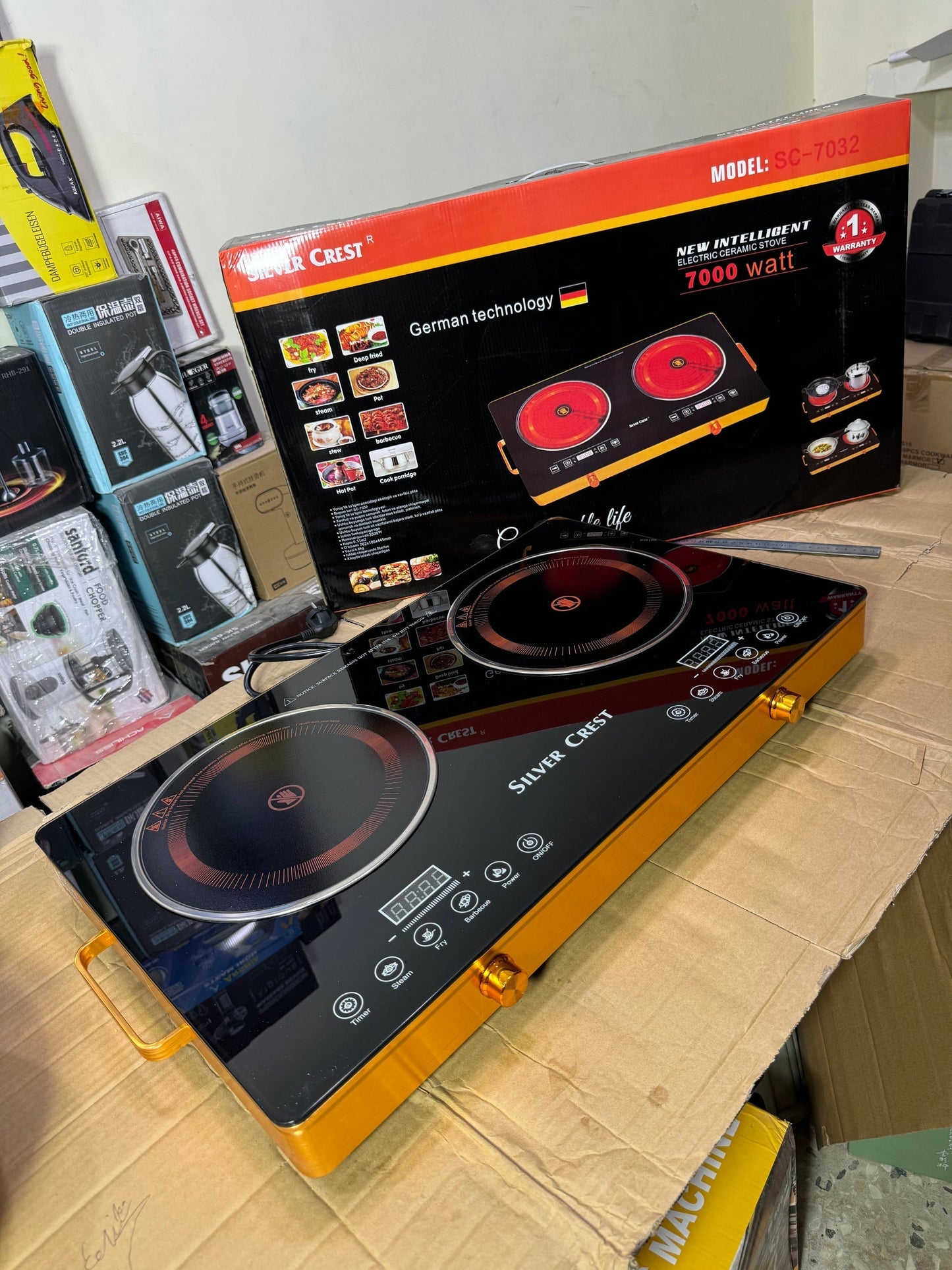 German Lot 2-Burner Silver Crest Infrared Cooker Hot Plate | 7000 W High-Power Dual Burn - Buy Online Pakistan | Galaxiee.com