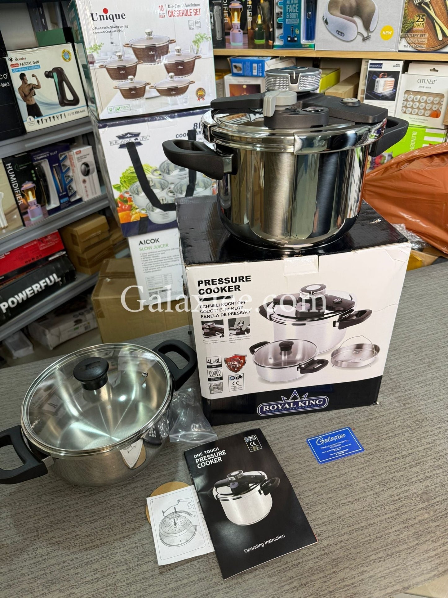 German Lot Royal King 2-in-1 Pressure Cooker 4 L + 6 L | 22 cm Stainless Steel - Buy Online Pakistan | Galaxiee.com