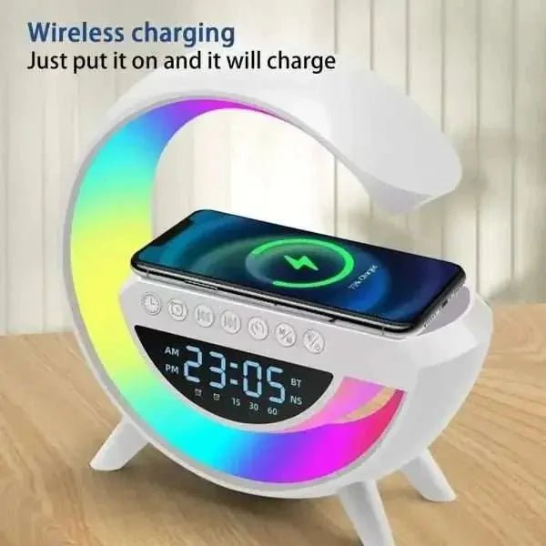 Gift Alarm Clock Wireless Charger With Speaker Colorful Night Light Wireless Mobile Phone Charger - Galaxiee.com