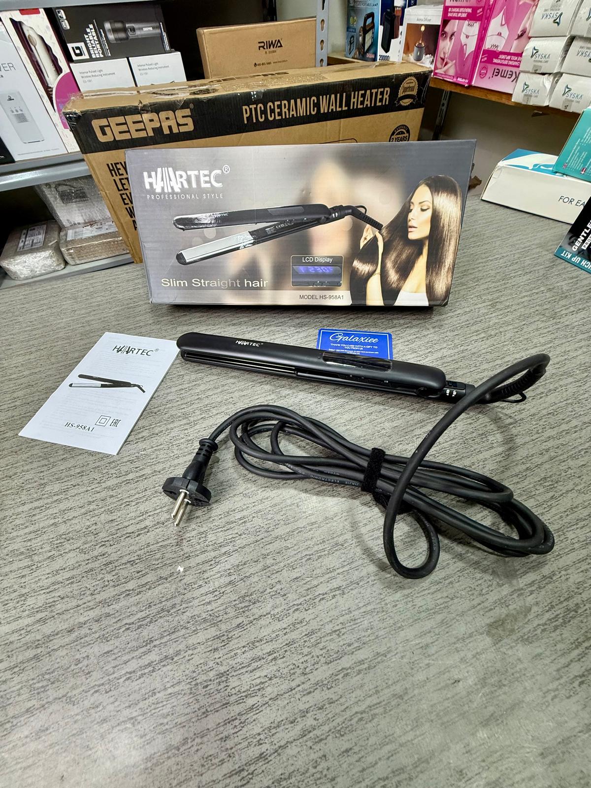 HAIRTEC Digital Hair Straightener 45W – Titanium & Chromium Plates, 50–230°C Fast Heat - Buy Online Pakistan | Galaxiee.com