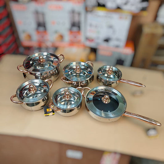 Kaisa villa 12PCS Stainless Steel Cookware set ( Switzerland )Premium Non-Stick Kitchen - Buy Online Pakistan | Galaxiee.com