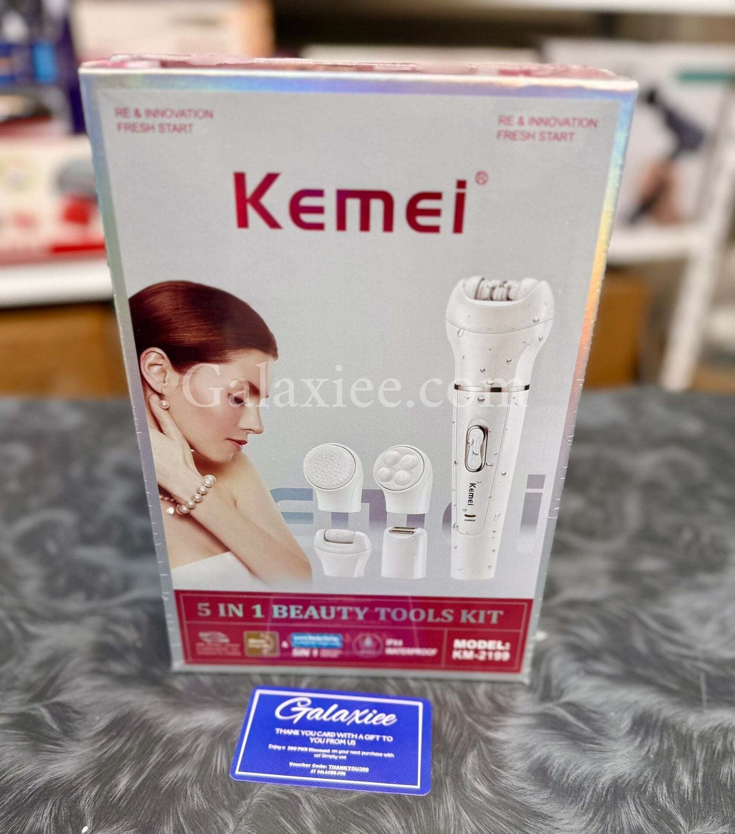 Kemei KM-2199 5-in-1 Epilator Beauty Kit Rechargeable Galaxiee
